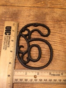 Home Address Cast Iron Number Six (6) Ornate Filigree 4 5/8" tall 0558 - Picture 1 of 14