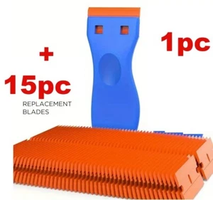 16pc Razor Blades Scrapers Plastic Wall Paint Remover Car Film Application Tool - Picture 1 of 10