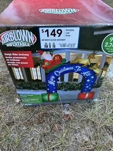 Inflatable Christmas Airblown 9ft Santas Sleigh And Reindeer Archway (See Desc.) - Picture 1 of 12