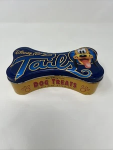 VINTAGE DISNEY TIN PLUTO TAILS TREATS DOG BONE SHAPE TIN EMPTY COOL STASH TIN - Picture 1 of 6