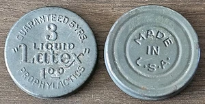 Very Rare 1930-40s Made In USA Liquid Latex Prophylactics Advertising Tin Circle - Picture 1 of 5