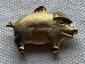 Vintage Glücksbringer 9 kt Gelbgold Neuheit Schwein - gepunzt/strukturierter Körper - Bild 1 von 3