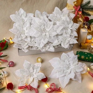 24 Pcs 6"&9" Large Size Poinsettia Artificial Christmas Flowers Decorations f... - Picture 1 of 7