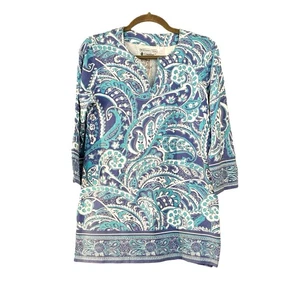 Coolibar Blue Paisley Top St Lucia Tunic Womans Small Coverup Geometric - Picture 1 of 12