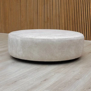 Furniture Village ‘Mariah' Dapple Cream Velvet Round Twister Footstool RRP £700 - Picture 1 of 7