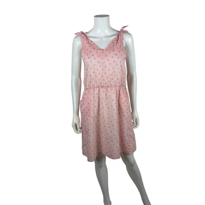 Vestido de sol rosa vintage años 80 para mujer XS estampado floral a cuadros corbata hombros retro Foto 1 de 4