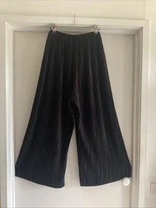 TS Size 18 Black Wide Leg Velvet Ribbed Stretch Pants Elastic Waist - Picture 1 of 7