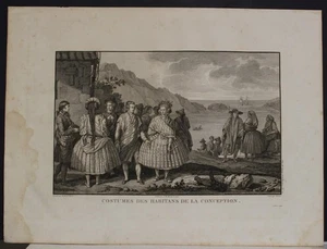 CONCEPCIÓN CHILEAN NATIVES CHILE 1797 LA PÉROUSE UNUSUAL ANTIQUE ORIGINAL VIEW - Picture 1 of 1