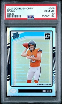 Panini Donruss Optic Bo Nix #209 Holo Rookie RC BRONCOS 2024 PSA 10 GEMA MT Foto 1 de 2