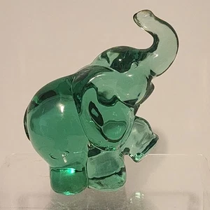 Fenton Green Elephant  With Trunk Up Glass Figurine - Picture 1 of 10
