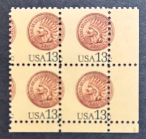 US STAMP SCOTT #1734 INDIAN HEAD CENT MISPERFORATE BLOCK OF FOUR—MNH—1978 - Picture 1 of 1