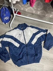 Vintage 90s Umbro Track Full Zip Jacket Men’s Size L Windbreaker Blue - Picture 1 of 10