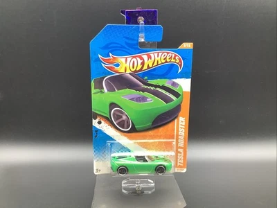 2011 Hot Wheels #67 Track Stars 2/15 TESLA ROADSTER Green w/Black Pr5 Spokes B2 - Image 1 of 4