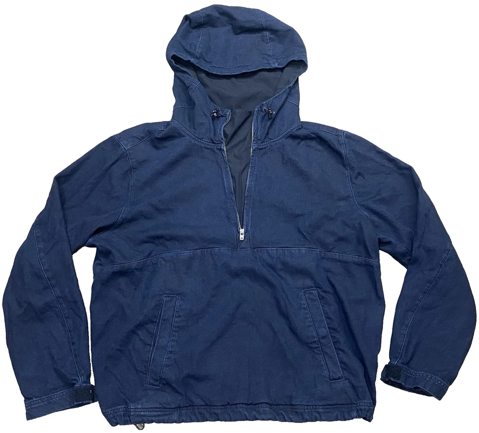 RAG & BONE L Grande Denim Pullover Sudadera con Capucha Chaqueta Bolsillo Media Cremallera Hombres Foto 1 de 4