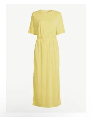 Maxi Vestido Scoop NYC Mezcla Modal Amarillo Crema Mantequilla Grande (12-14) Elástico Largo Foto 1 de 4