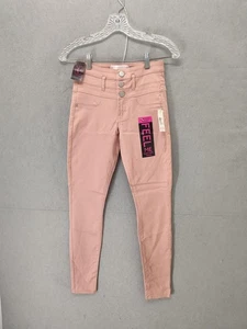 No Boundaries Pants Womens 3 Pink High Rise Stacked Waist Skinny Super Soft NWT - Picture 1 of 22