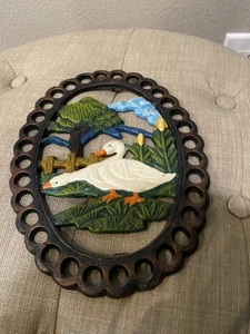 Vintage Cast Iron Goose Ducks Trivet 9”Cottagecore - Picture 1 of 4