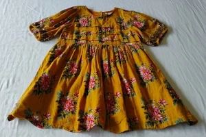 Pink Chicken New York Dress Girls 5 Gold Floral Puff Sequin Sleeve Lined Boho - Picture 1 of 9