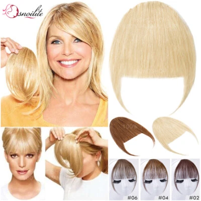 Fringe Echthaar Pony Air Bang Clip In Remy Haar Extensions Luft Haarteil Tressen - Bild 1 von 4