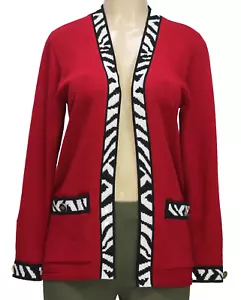 San Remo by Laura Knits Open Front Cardigan Long Sleeve Red Petite Size PS - Picture 1 of 6