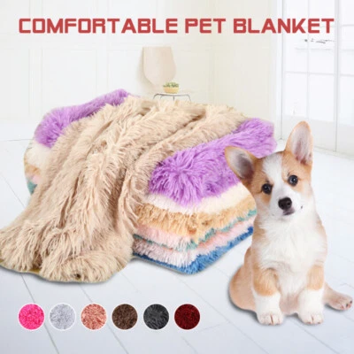 Long Plush Tie Dye Pet Dog Blanket Soft Cat Bed Mat Fluffy Deep Sleeping Cover - Image 1 of 4