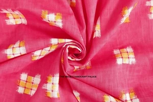 Indian Pink Ikat Printed Cotton Fabric Traditional Fabric Crafts Sewing Apparel - Picture 1 of 3