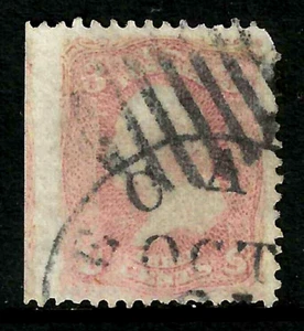 Sc #65 Jumbo Straddle Margin EFO 3 Cent Washington 1861-62 Civil War US 58F45 - Picture 1 of 2