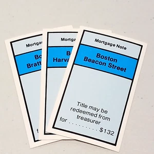 Anti-Monopoly #5906 Game Replacement Set of 3 Boston Mortgage Cards Blue - Picture 1 of 5