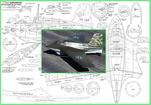 Model Airplane Plans (RC): Me.163b Komet 44½" Scale Slope Soarer (PSS) or EP - Picture 1 of 5