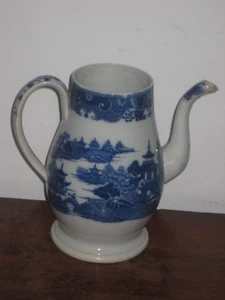 ENGLISH pearlware blue & white coffee pot circ around 1800S NO LID - Picture 1 of 8