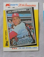 1982 Topps K-Mart  (2) Orlando Cepeda St. Louis Cardinals 1967 MVP