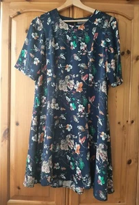 Vero Moda Elle Floral Short Sleeve Dress In Black Iris. Size M UK - Picture 1 of 4