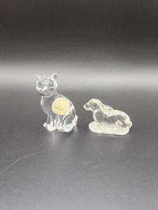 Estatuillas de cristal Lenox de gato y conejo hechas en Checoslovaquia - Imagen 1 de 12