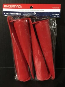 Celebrate It Red Silicone Push-Up Ice Pop Molds with Tops 4 Sets New - Picture 1 of 2