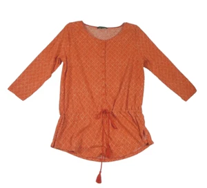 Lauren Ralph Lauren Tunic Top Womens XL Shirt Orange Geometric Cinch Waist - Picture 1 of 10
