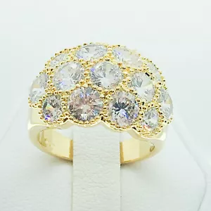 R2809 Women Fashion Jewelry White Yellow Gold Plated Wedding Cocktail CZ Ring - Picture 1 of 8