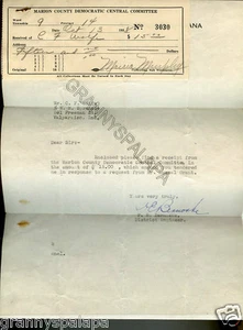 Briefspende 1939 von der Indiana Highway Commission an das Demokratische Komitee   - Bild 1 von 1