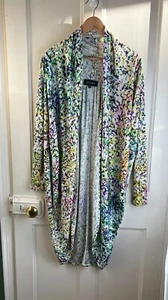 Saloni Kimono Cardigan 12 Multicoloured Open Wrap 100% Silk Green Robe Jacket - Picture 1 of 12