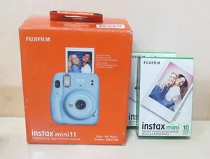 FUJIFILM INSTAX MINI 11 INSTANT CAMERA SKY BLUE & (2) 10PK INSTANT FILM SHEETS - Picture 1 of 4