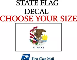 BANDERA DEL ESTADO DE ILLINOIS, PEGATINA, CALCOMANÍA, bandera del estado de Illinois vinilo de 5 años - Imagen 1 de 2