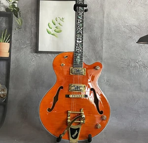 Factory G6120 Brian Setzer Semi Hollow Flame Maple Top Electric Guitar 6Strings - Picture 1 of 8