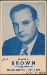 Postal original 1946 Edmund "Pat" marrón para Fiscal General de California - Imagen 1 de 2