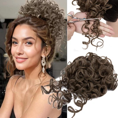 Afro Kinky Spring Curly Puff Hair Bun Updo Drawstring Chignon Piece Ponytail US - Image 1 of 4