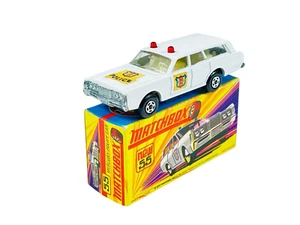 Matchbox Lesney Superfast MB55 Mercury Wagon auto della polizia con scatola stile H - Foto 1 di 12