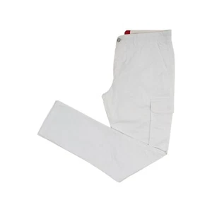 690$ ISAIA NAPOLI White Cargo Trousers Pant Satin Cotton Slim Fit - Picture 1 of 3