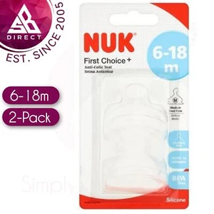 NUK First Choice+ Silicone Teat│Baby/Kid's Bottle Teat│6-18m│Medium│2Pk EXU - Picture 1 of 2
