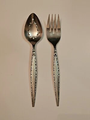 Tenedor para servir Oneida Community acero inoxidable Venetia 2 piezas y cuchara perforada ranurada Foto 1 de 4