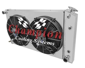2 Row Champion Radiator 26" Core, 2 12" SPAL Fans, Shroud for 1970 - 1981 Camaro - Bild 1 von 6