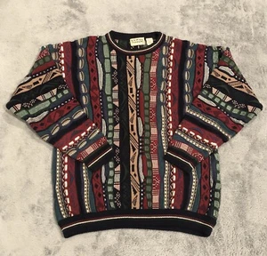 Vintage 90s Cotton Traders COOGI Style 3D Knit Textured Sweater Men’s Size L - Picture 1 of 5