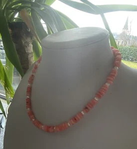 Echte Orange Korallenkette Mit Zuchtperlen/46 Cm/925 Silber Verschluss - Bild 1 von 7
